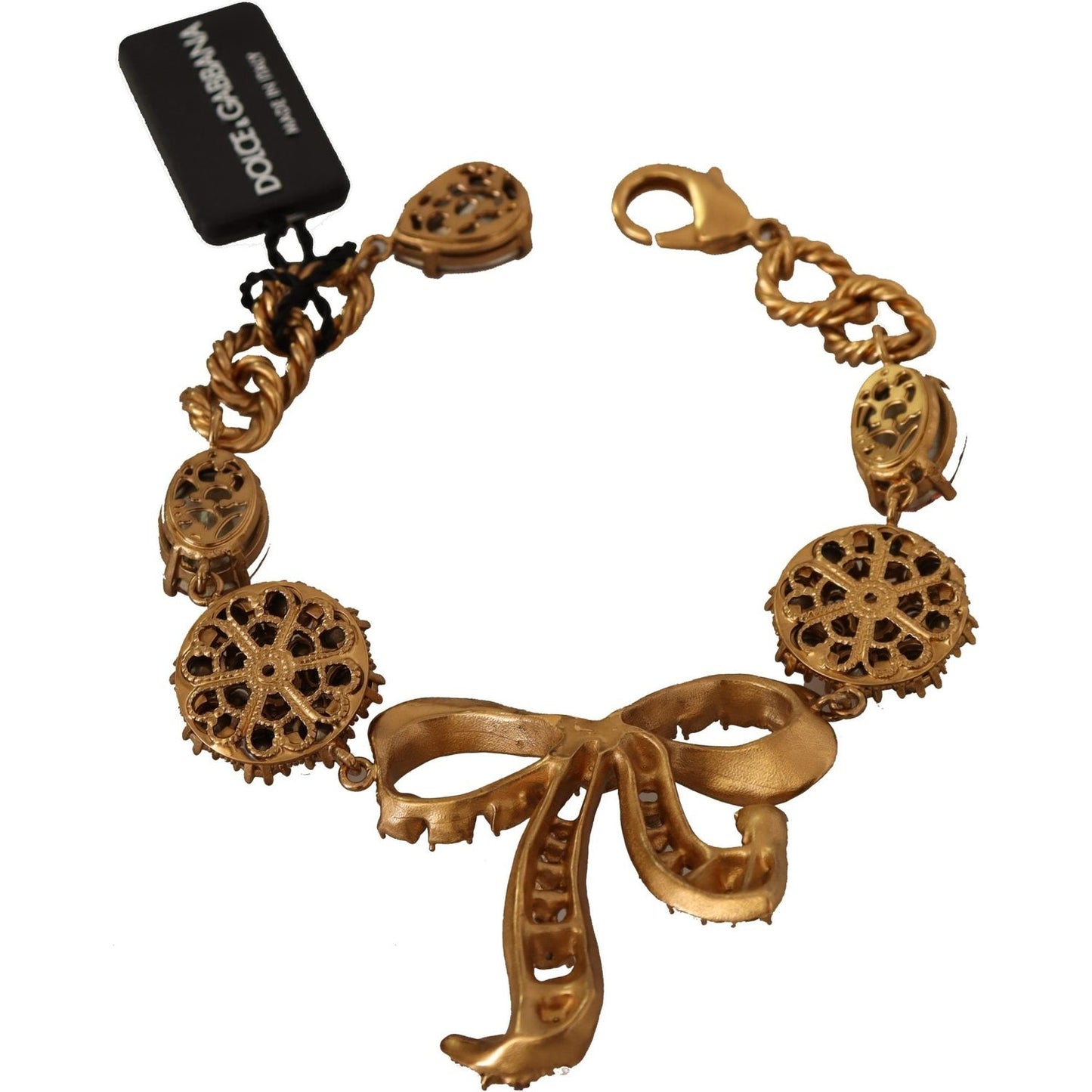 Dolce & Gabbana Elegant Crystal Charm Gold Bracelet WOMAN BRACELET Dolce & Gabbana