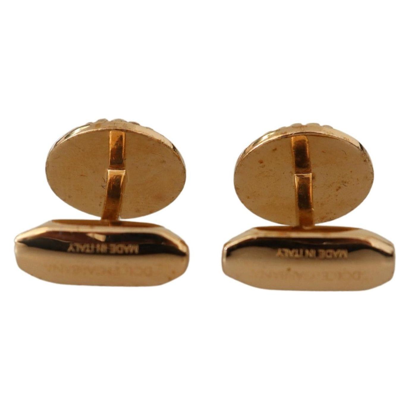 Dolce & Gabbana Elegant Gold Plated Brass Men's Cufflinks Cufflinks Dolce & Gabbana