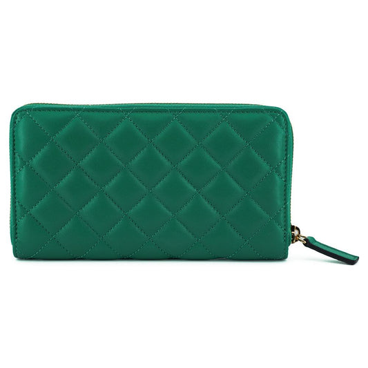 Versace Elegant Quilted Leather Zip Wallet WOMAN WALLETS Versace