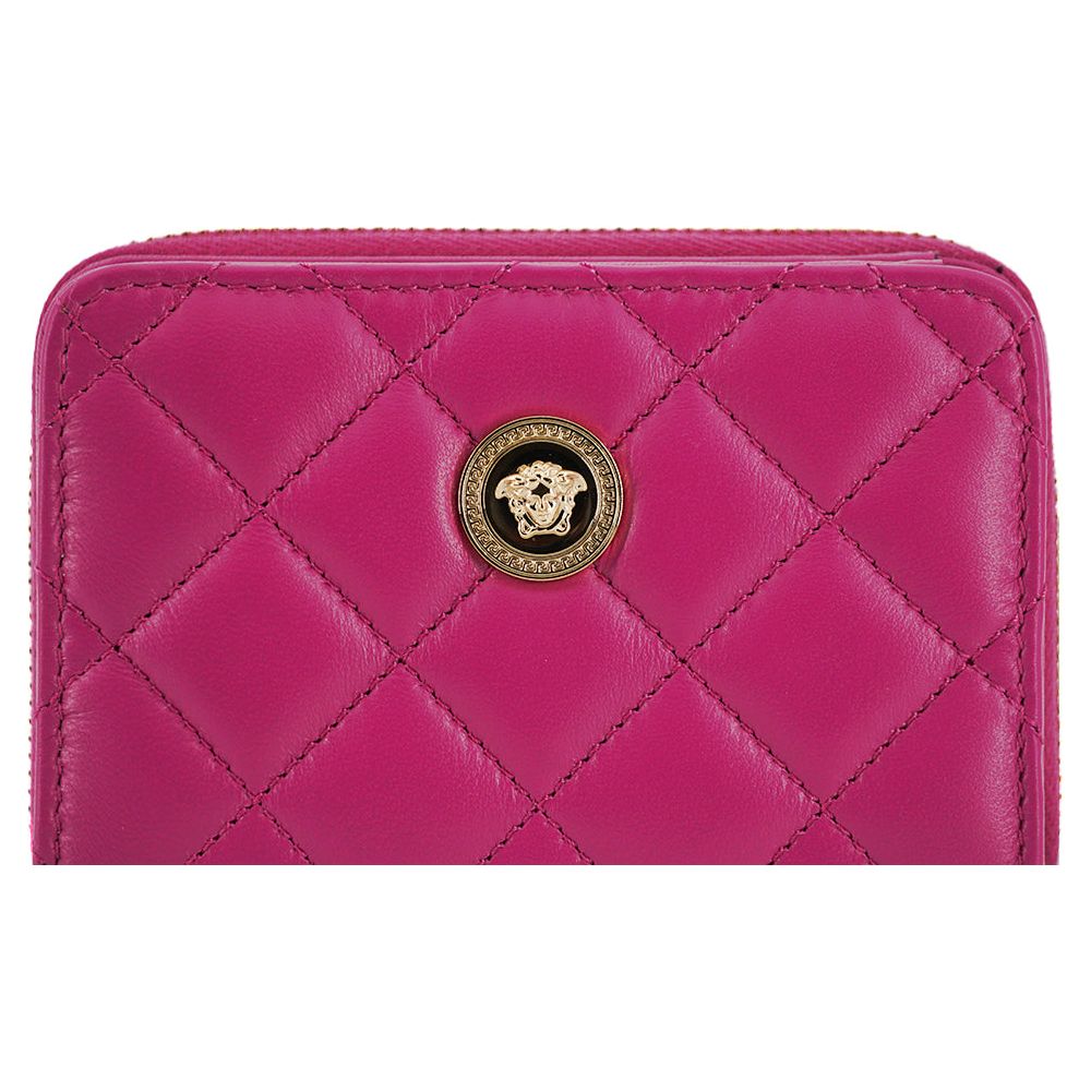 Versace Elegant Purple Quilted Leather Wallet WOMAN WALLETS Versace