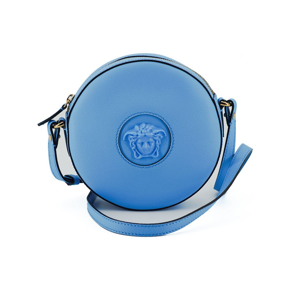 Versace Chic Blue Leather Round Shoulder Bag WOMAN SHOULDER BAGS Versace