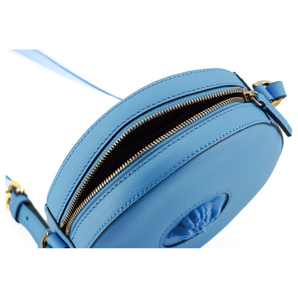 Versace Chic Blue Leather Round Shoulder Bag WOMAN SHOULDER BAGS Versace