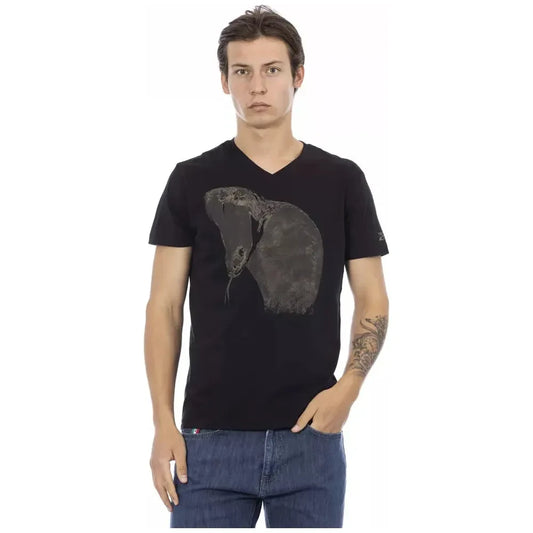 Trussardi Action Black Cotton Men T-Shirt Trussardi Action