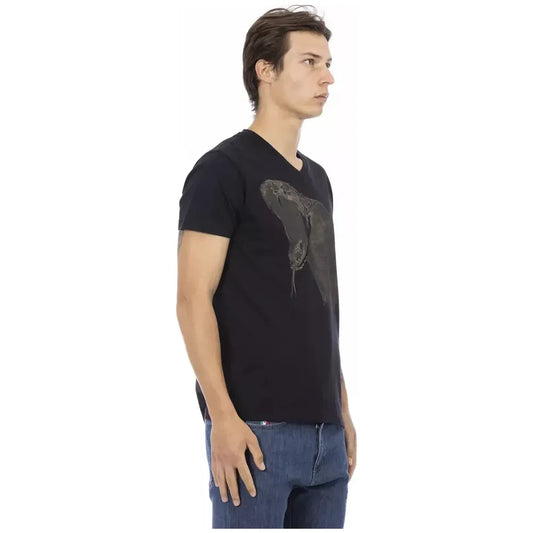 Trussardi Action Black Cotton Men T-Shirt Trussardi Action