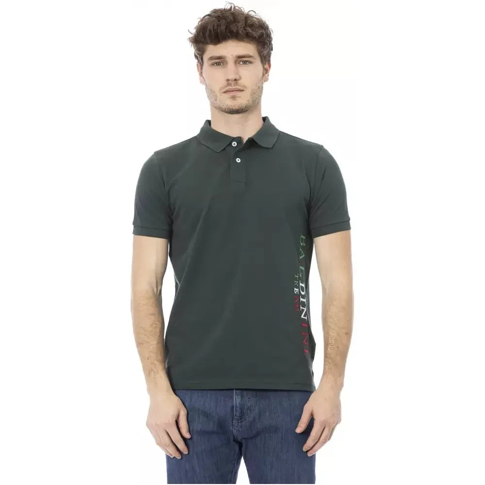 Baldinini Trend Green Cotton Men Polo Shirt Baldinini Trend