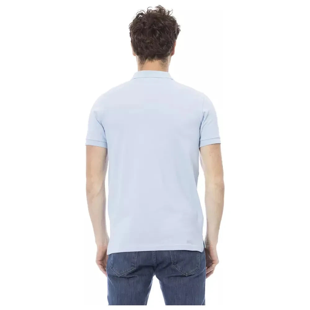 Baldinini Trend Light Blue Cotton Men Polo Baldinini Trend