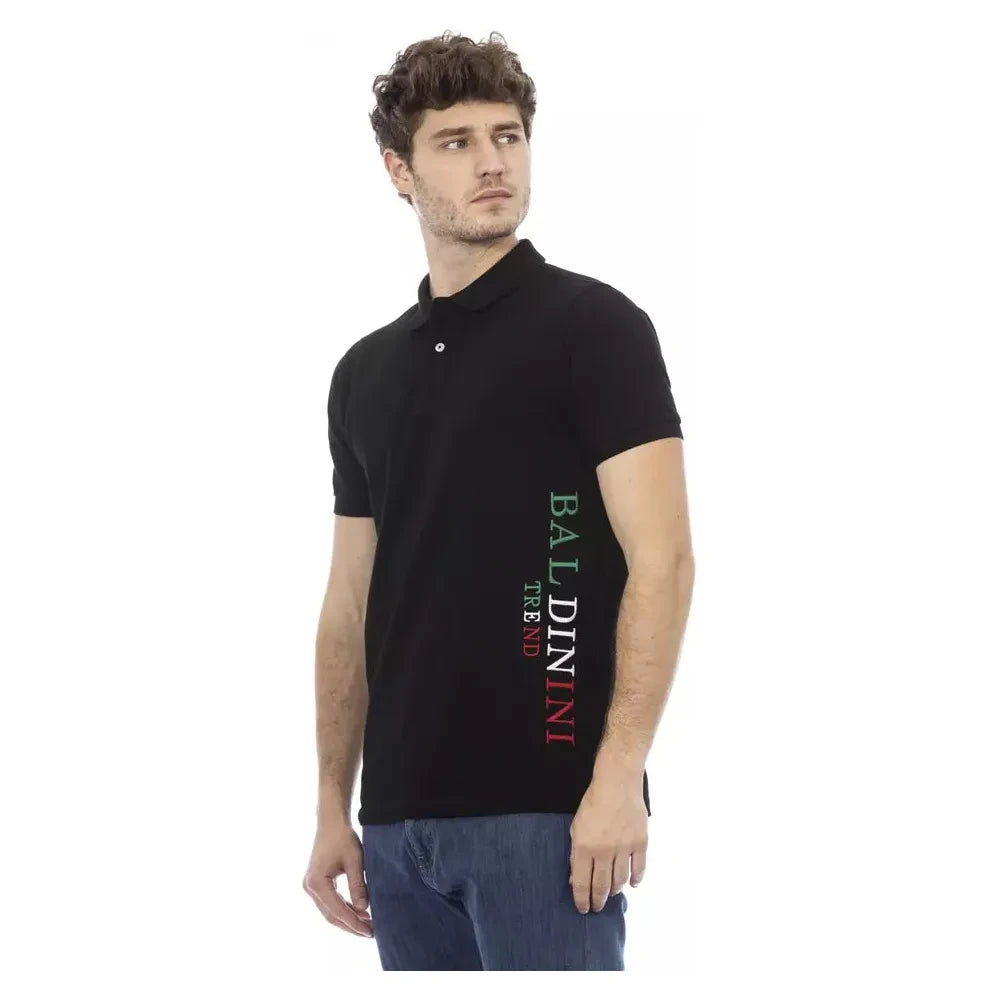 Baldinini Trend Black Cotton Men Polo Baldinini Trend