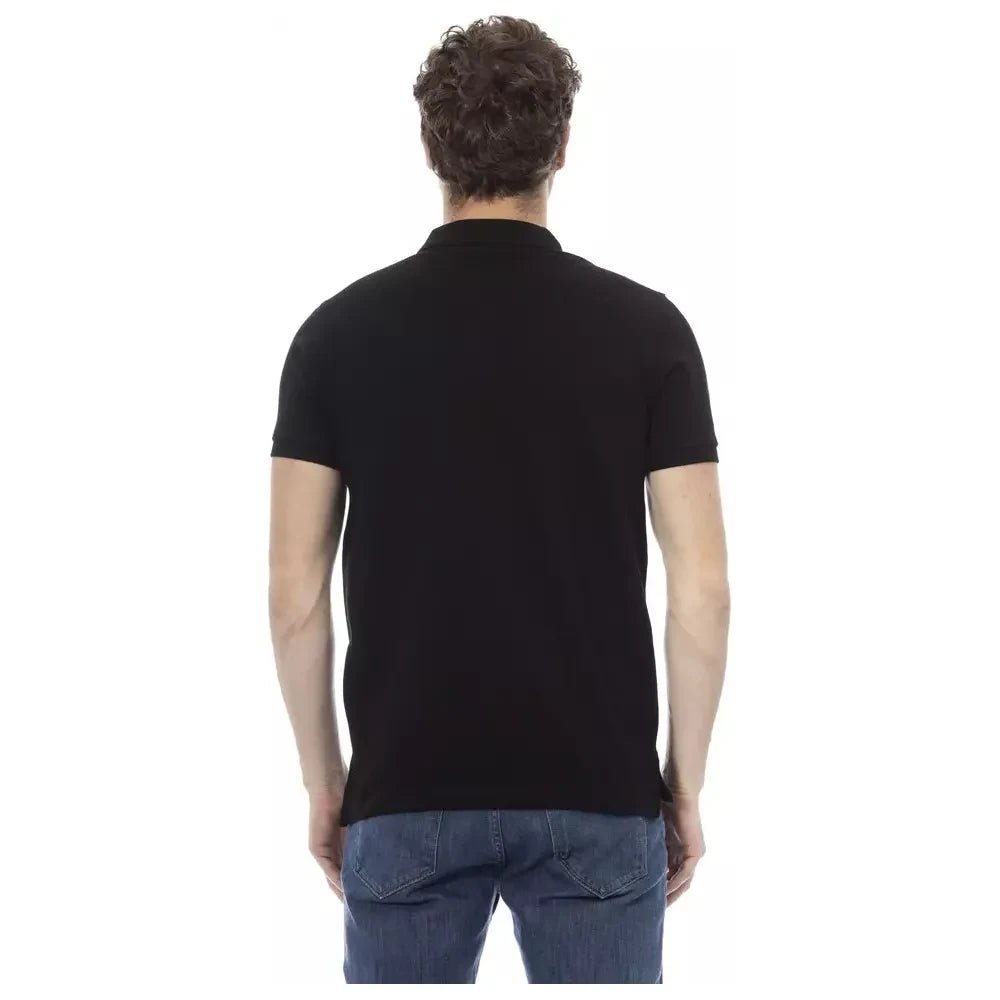 Baldinini Trend Black Cotton Men Polo Baldinini Trend