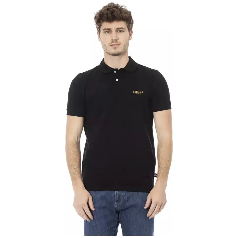 Baldinini Trend Black Cotton Men Polo Baldinini Trend