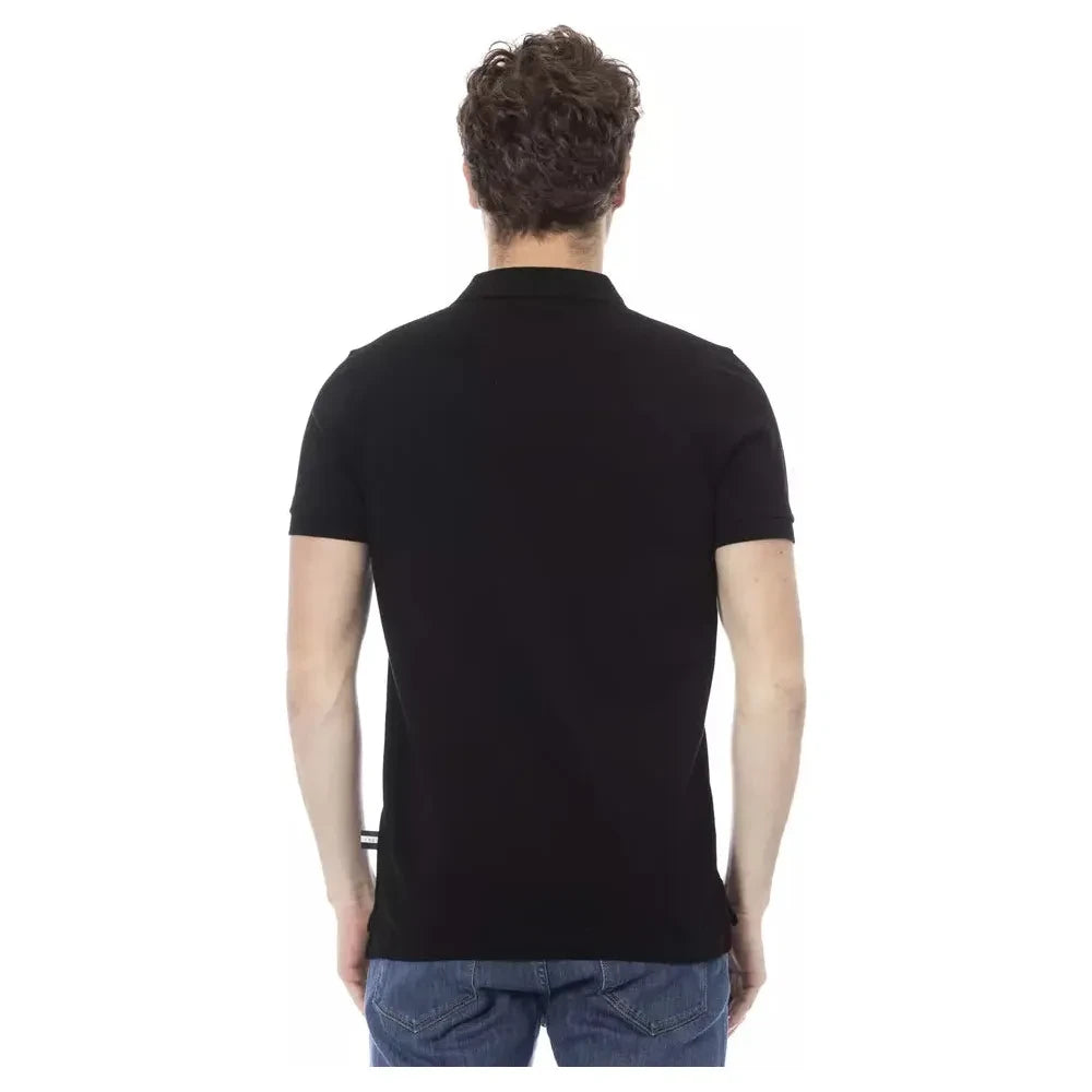 Baldinini Trend Black Cotton Men Polo Baldinini Trend