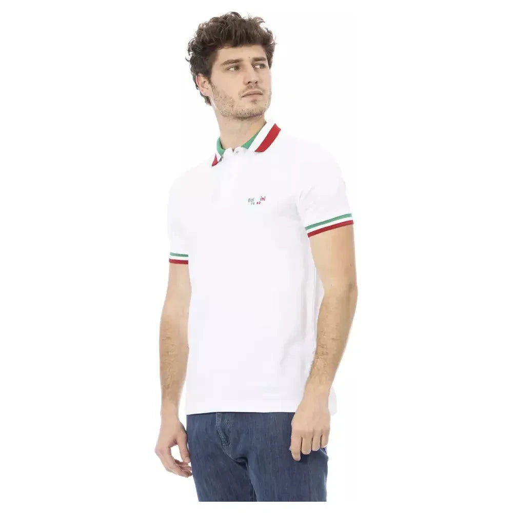 Baldinini Trend White Cotton Men Polo Shirt Baldinini Trend