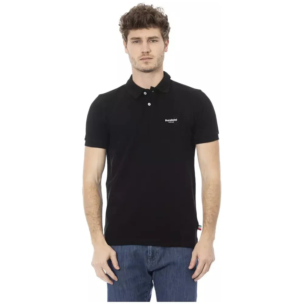 Baldinini Trend Black Cotton Men Polo Baldinini Trend