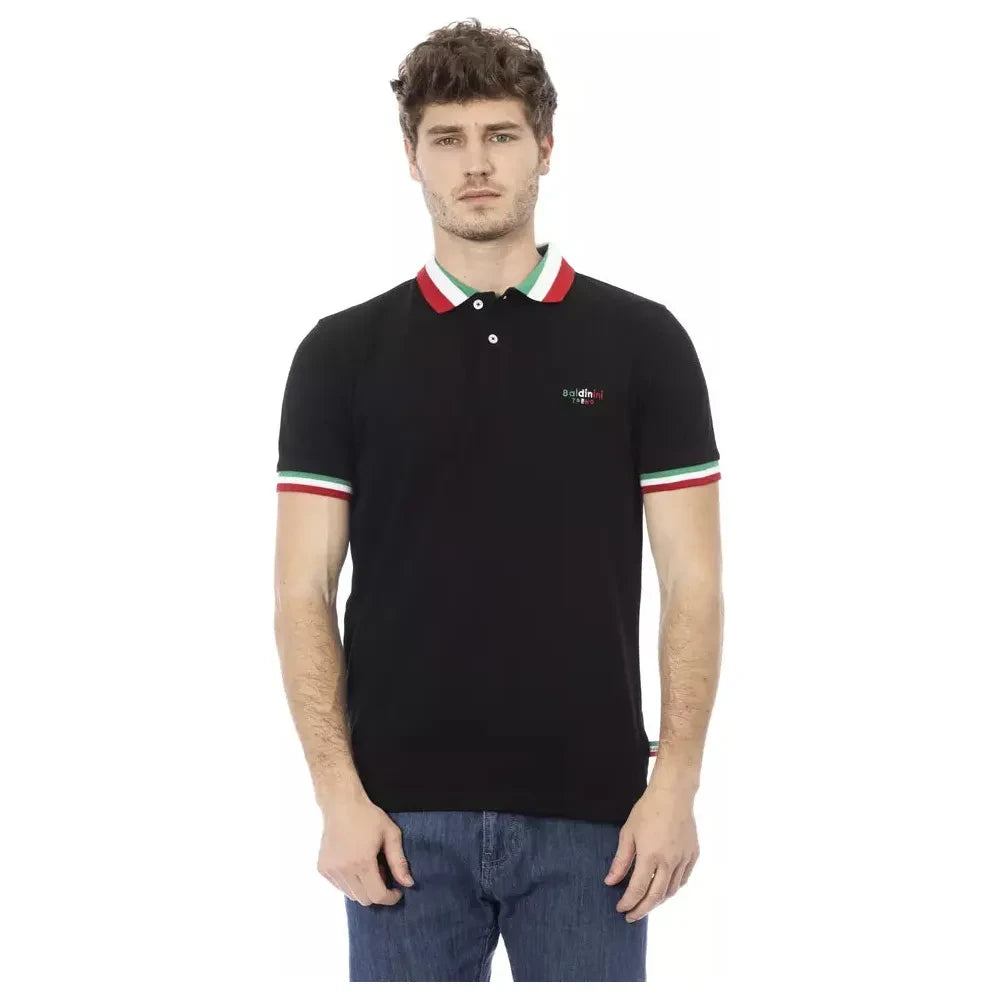 Baldinini Trend Black Cotton Men Polo Shirt Baldinini Trend