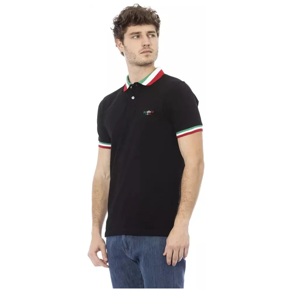 Baldinini Trend Black Cotton Men Polo Shirt Baldinini Trend