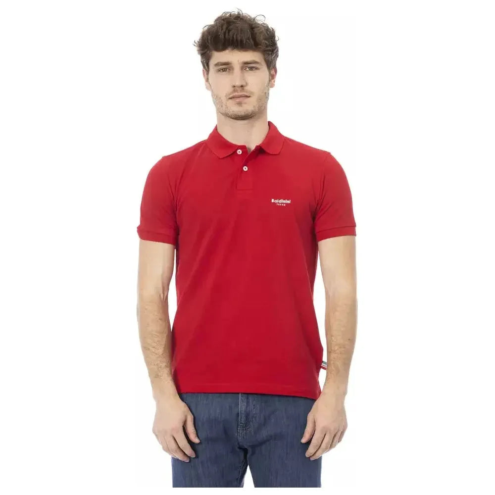 Baldinini Trend Red Cotton Men Polo Shirt Baldinini Trend