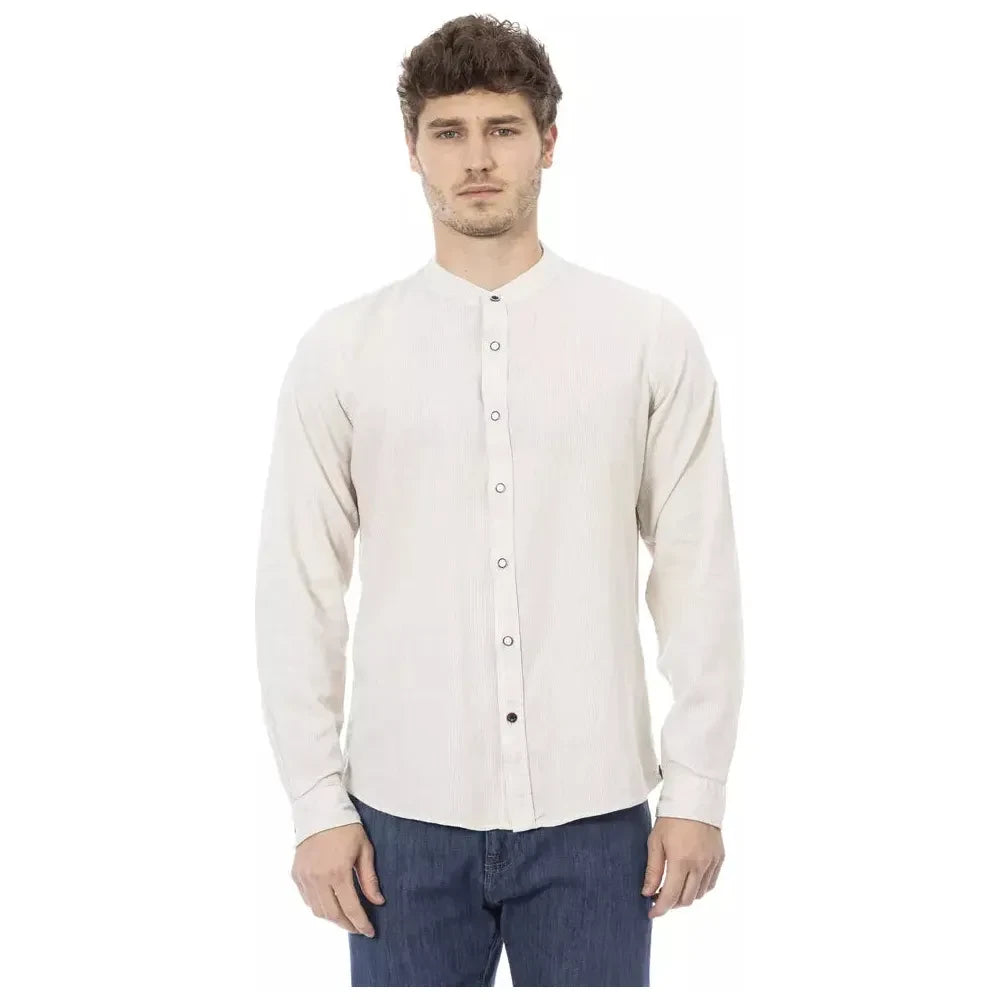 Baldinini Trend White Linen Men Shirt Baldinini Trend