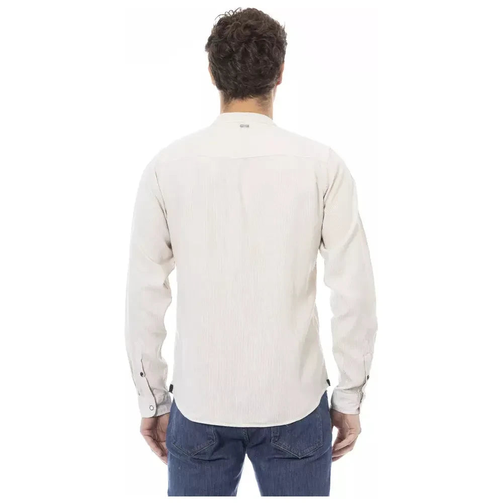 Baldinini Trend White Linen Men Shirt Baldinini Trend