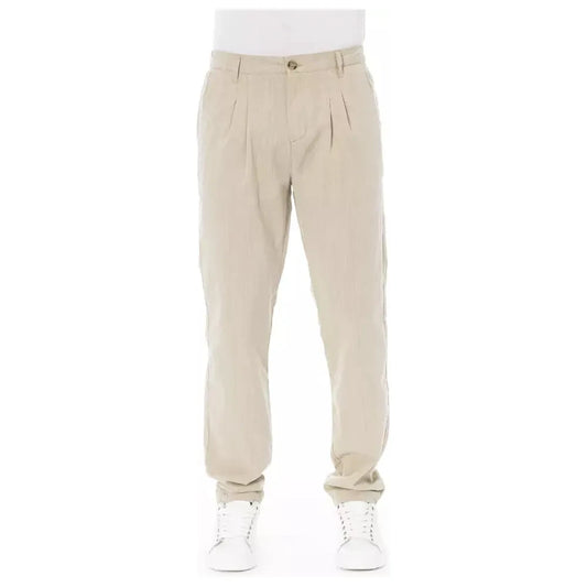 Baldinini Trend Beige Cotton Men Chino Trouser Baldinini Trend