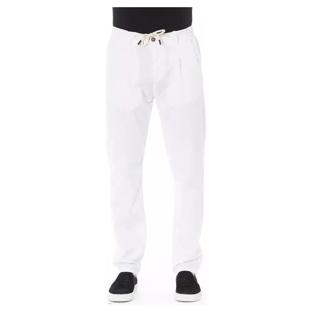 Baldinini Trend White Cotton Men Chino Trousers Baldinini Trend