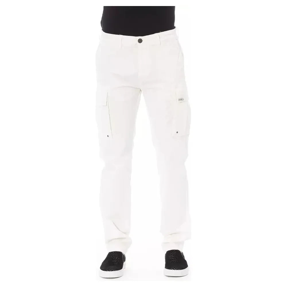 Baldinini Trend White Cotton Men Cargo Trouser Baldinini Trend