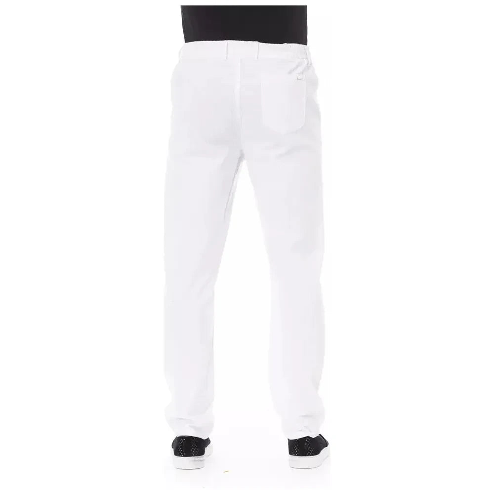 Baldinini Trend White Cotton Men Chino Trousers Baldinini Trend