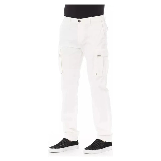 Baldinini Trend White Cotton Men Cargo Trouser Baldinini Trend