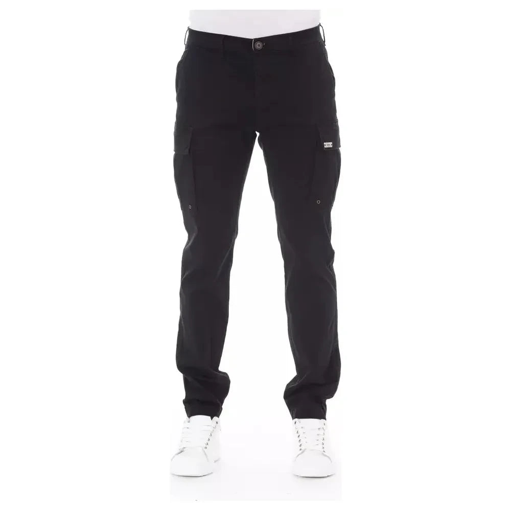 Baldinini Trend Black Cotton Men Cargo Pant Baldinini Trend