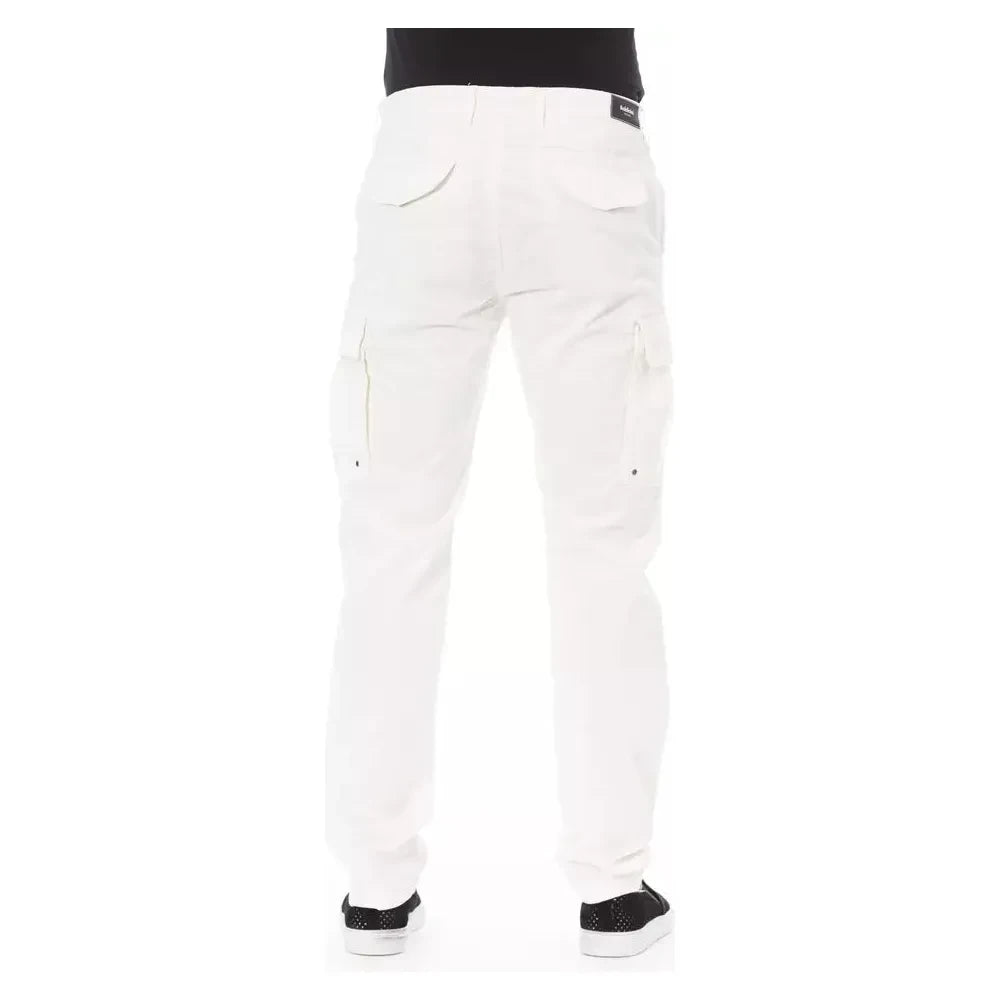 Baldinini Trend White Cotton Men Cargo Trouser Baldinini Trend