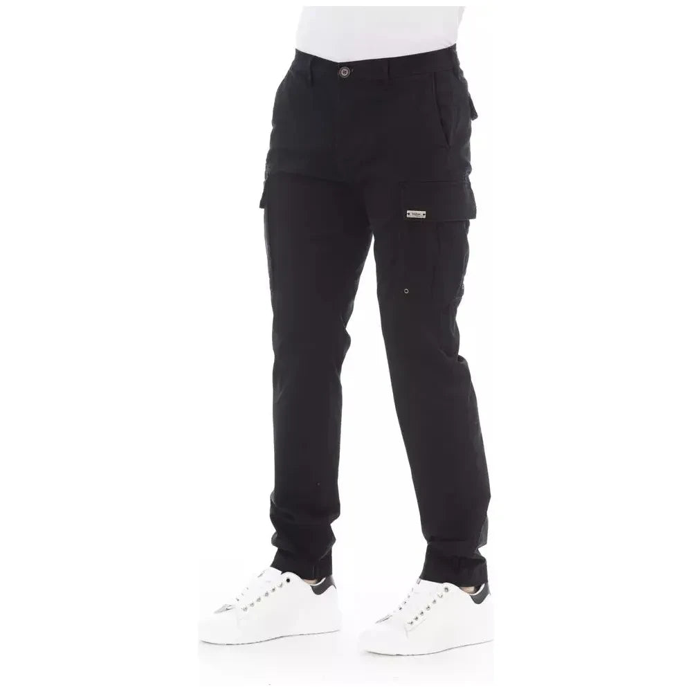 Baldinini Trend Black Cotton Men Cargo Pant Baldinini Trend