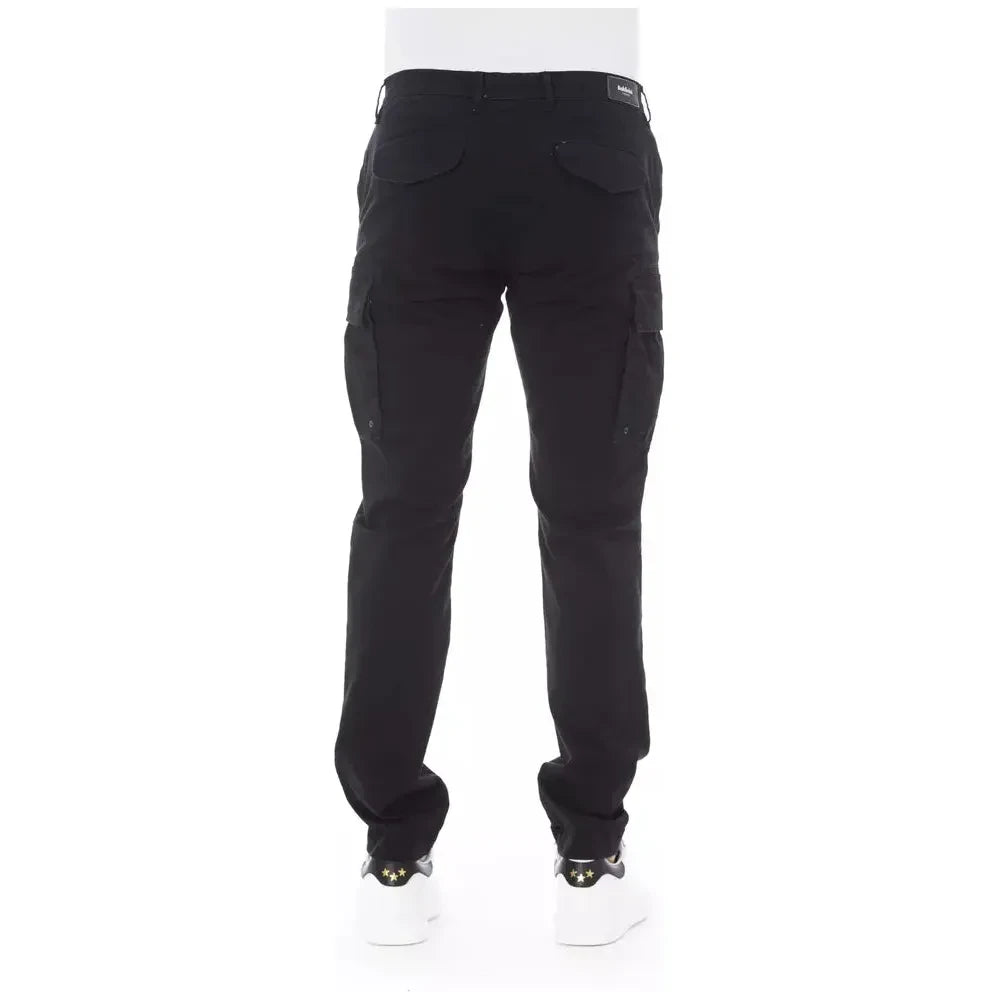 Baldinini Trend Black Cotton Men Cargo Trouser Baldinini Trend