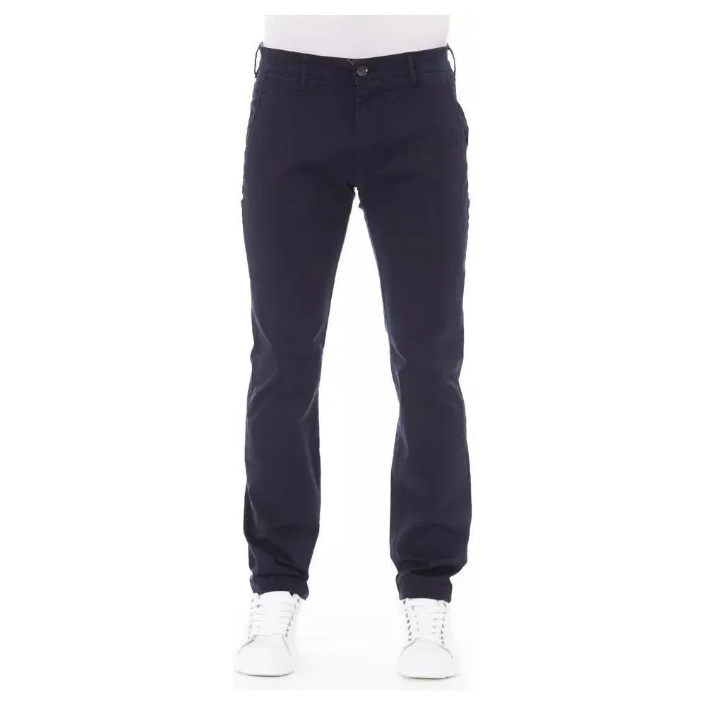 Baldinini Trend Blue Cotton Men Chino Pant Baldinini Trend