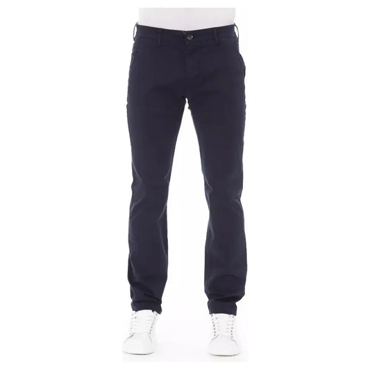 Baldinini Trend Blue Cotton Men Chino Pants Baldinini Trend