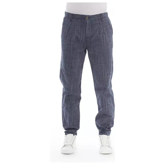 Baldinini Trend Blue Cotton Men Chino Pants Baldinini Trend