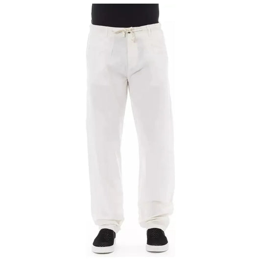 Baldinini Trend White Cotton Men Chino Trouser Baldinini Trend