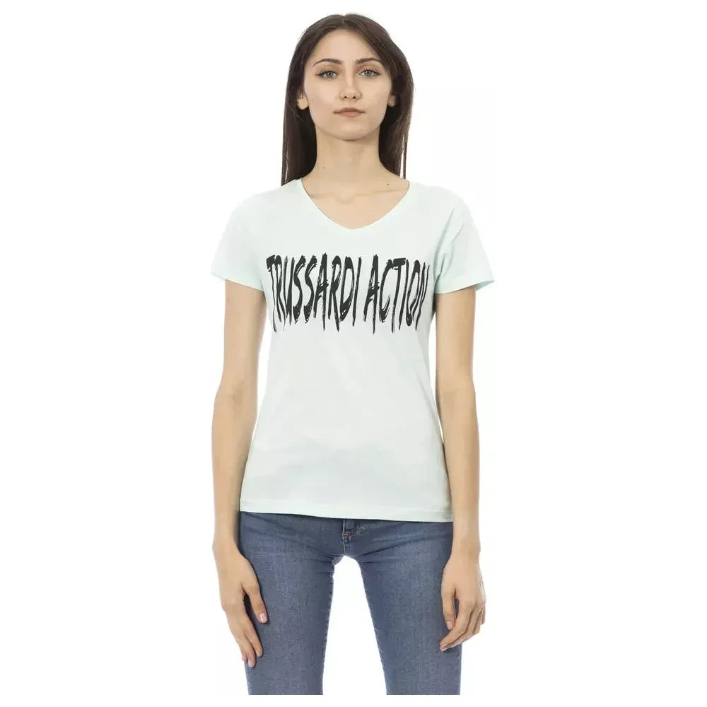 Trussardi Action Light Blue Cotton Women Top Trussardi Action