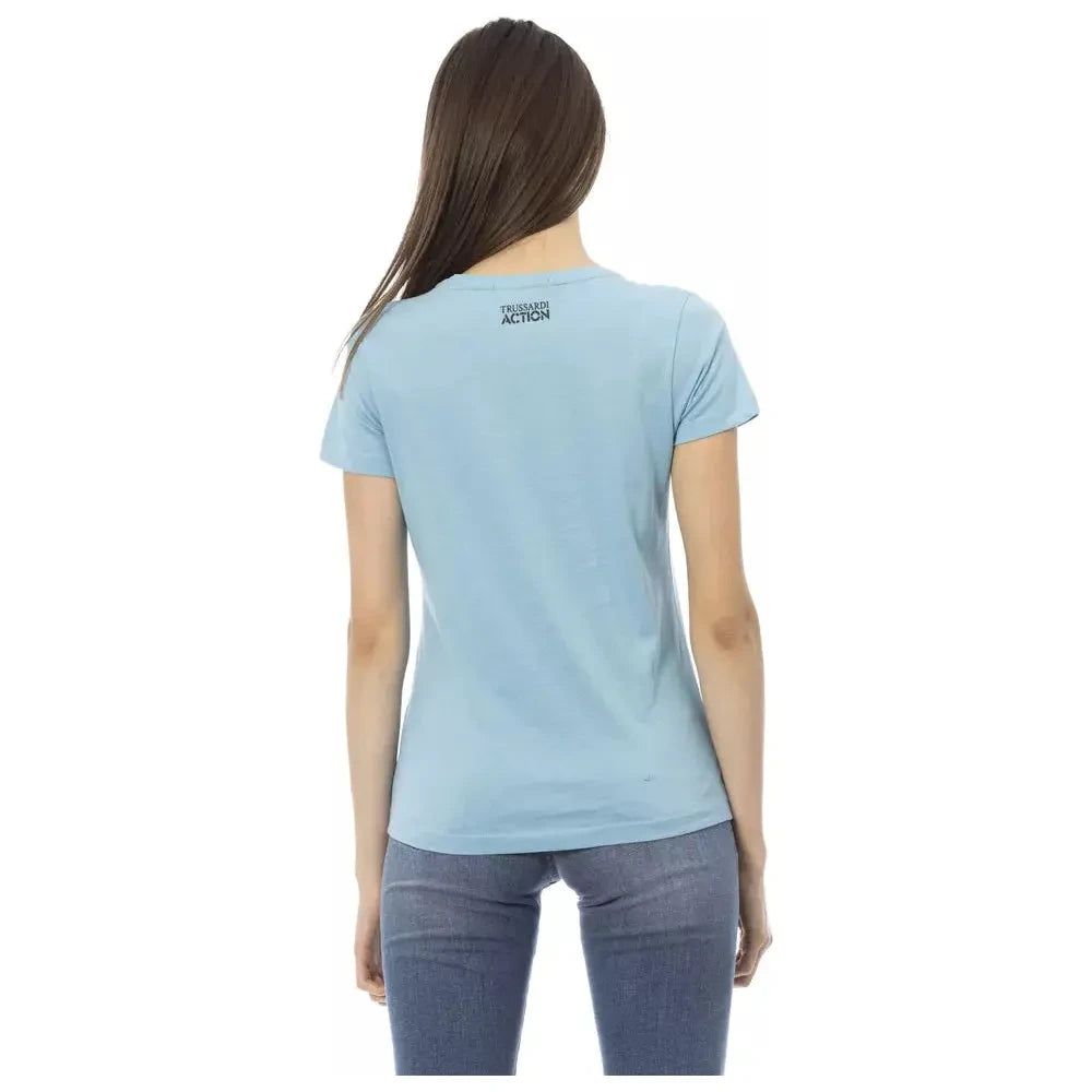 Trussardi Action Light Blue Cotton Women T-Shirt Trussardi Action