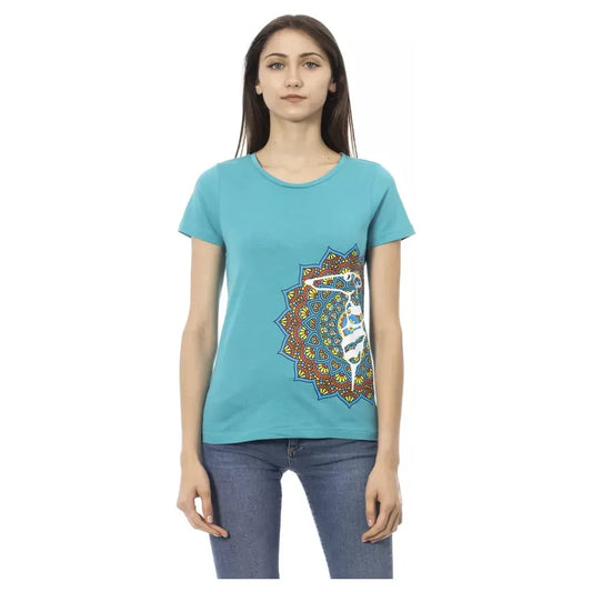 Trussardi Action Light Blue Cotton Women T-Shirt Trussardi Action