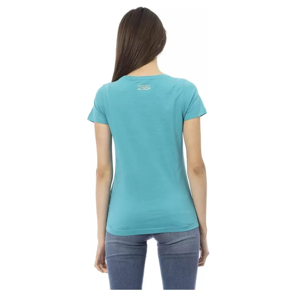 Trussardi Action Light Blue Cotton Women Top Trussardi Action