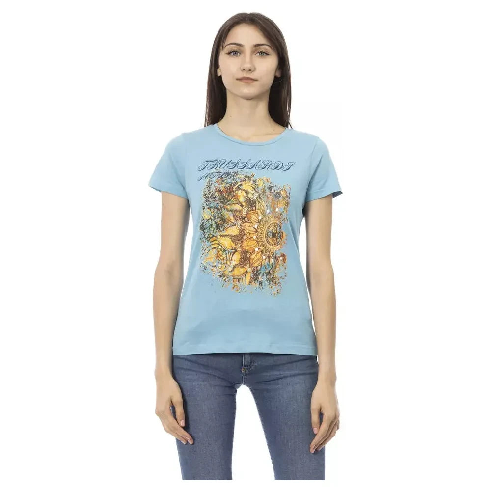 Trussardi Action Light Blue Cotton Women T-Shirt Trussardi Action