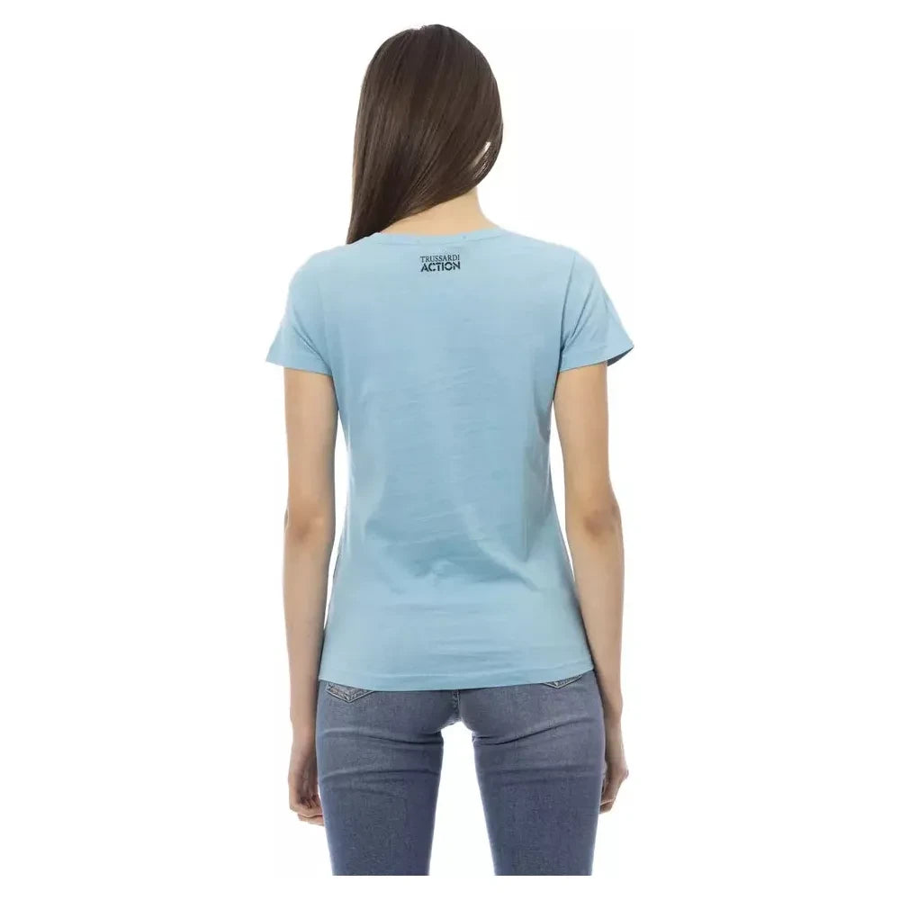 Trussardi Action Light Blue Cotton Women T-Shirt Trussardi Action