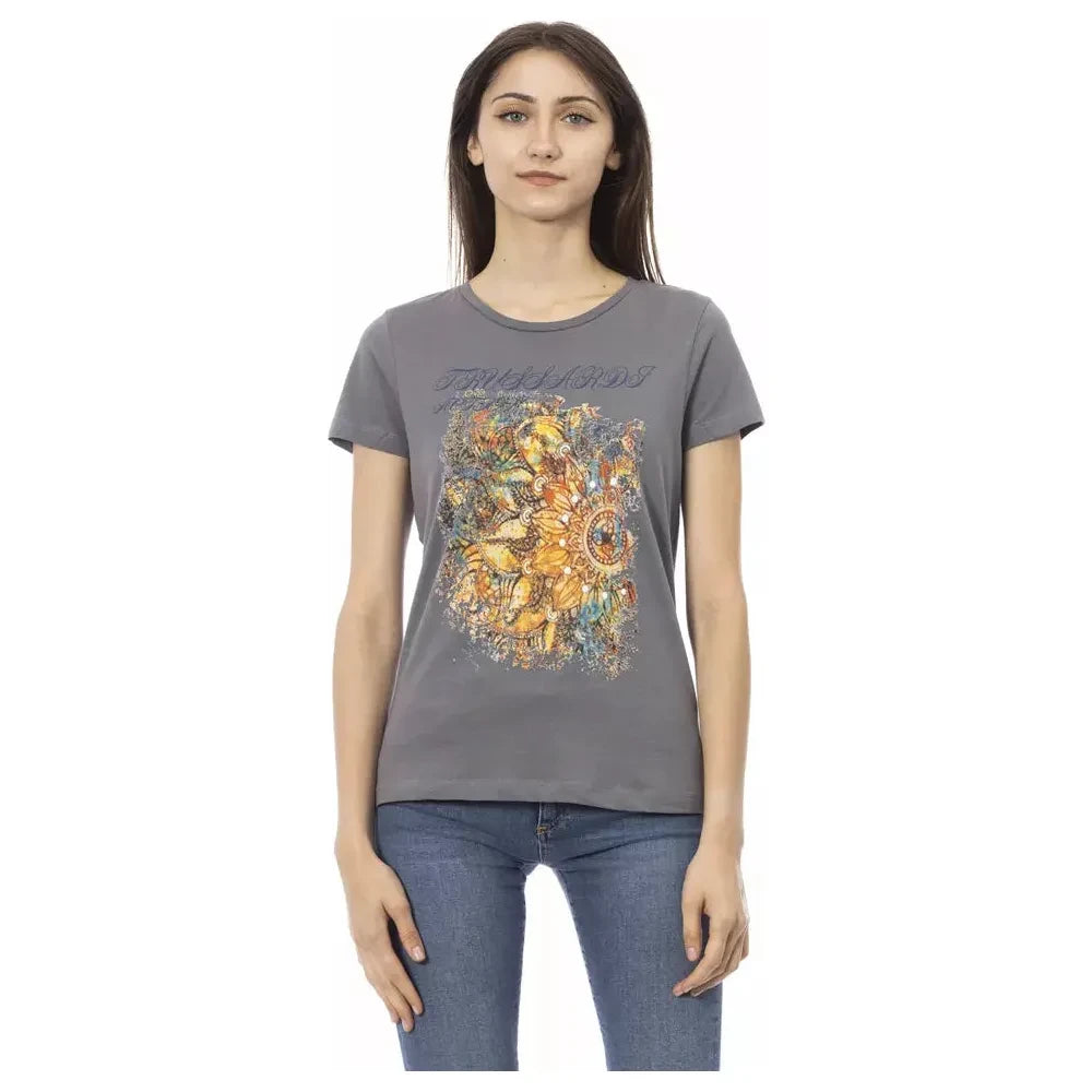 Trussardi Action Gray Cotton Women T-Shirt Trussardi Action