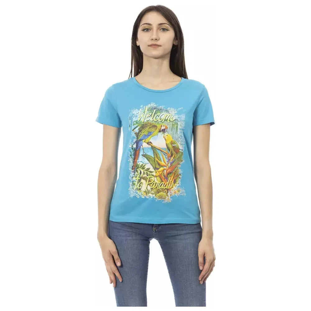 Trussardi Action Light Blue Cotton Women T-Shirt Trussardi Action