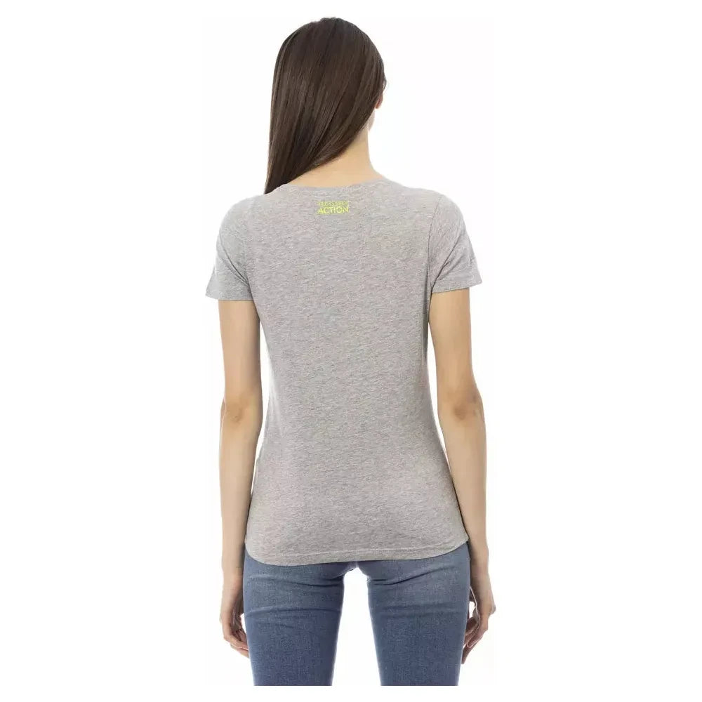 Trussardi Action Gray Cotton Women Top Trussardi Action