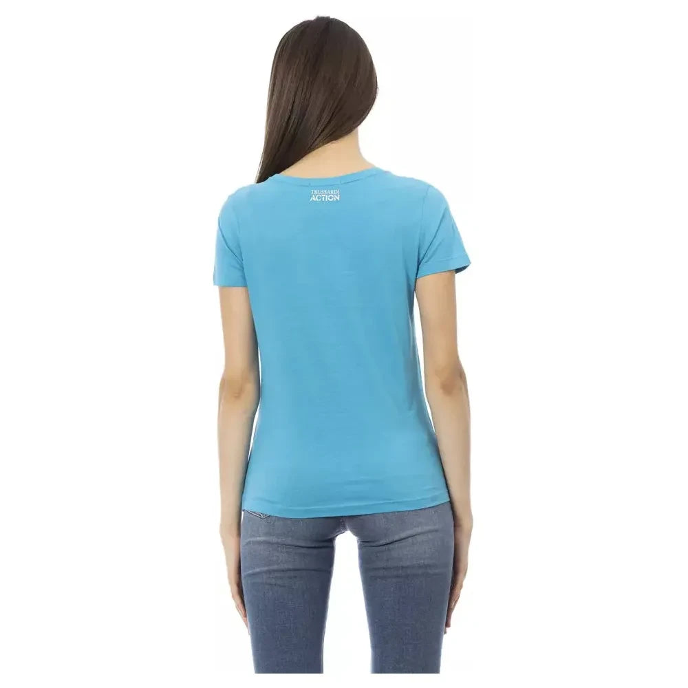 Trussardi Action Light Blue Cotton Women T-Shirt Trussardi Action