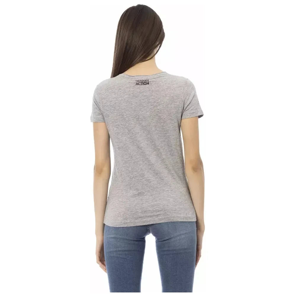 Trussardi Action Gray Cotton Women T-Shirt Trussardi Action