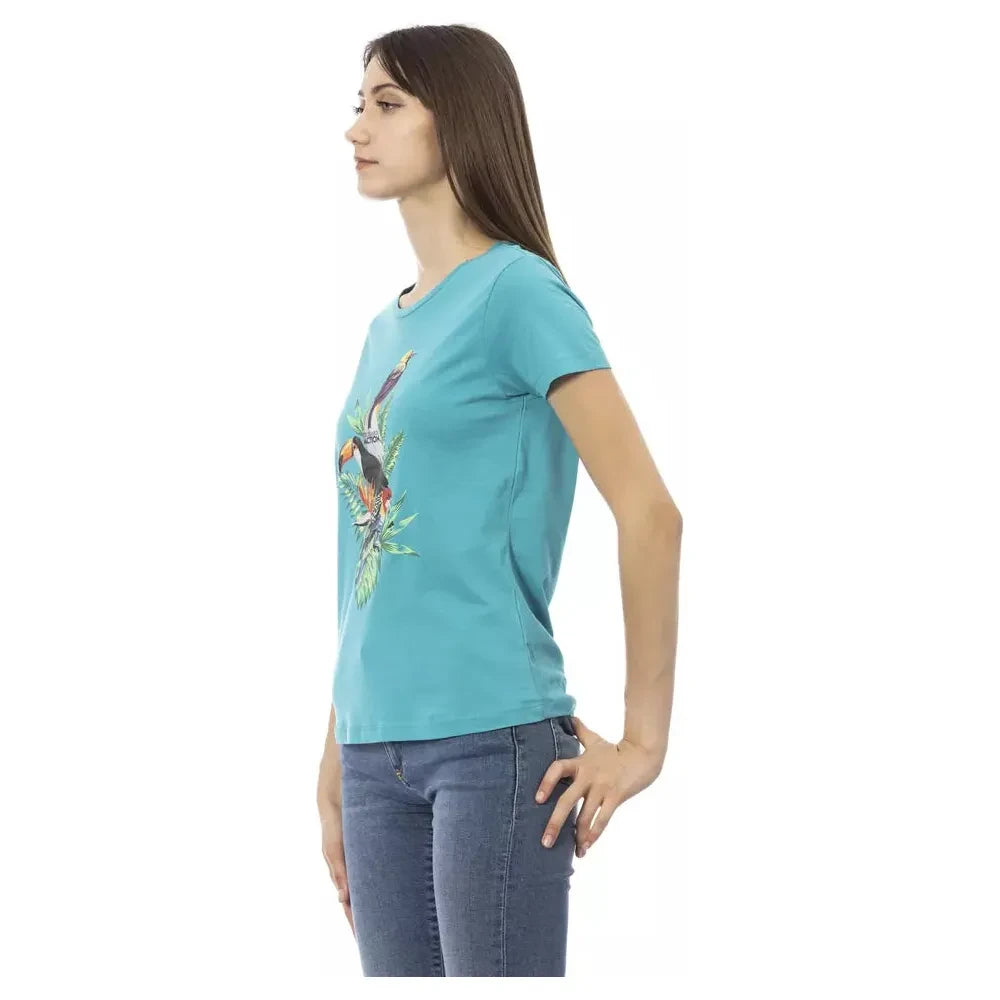 Trussardi Action Light Blue Cotton Women Top Trussardi Action