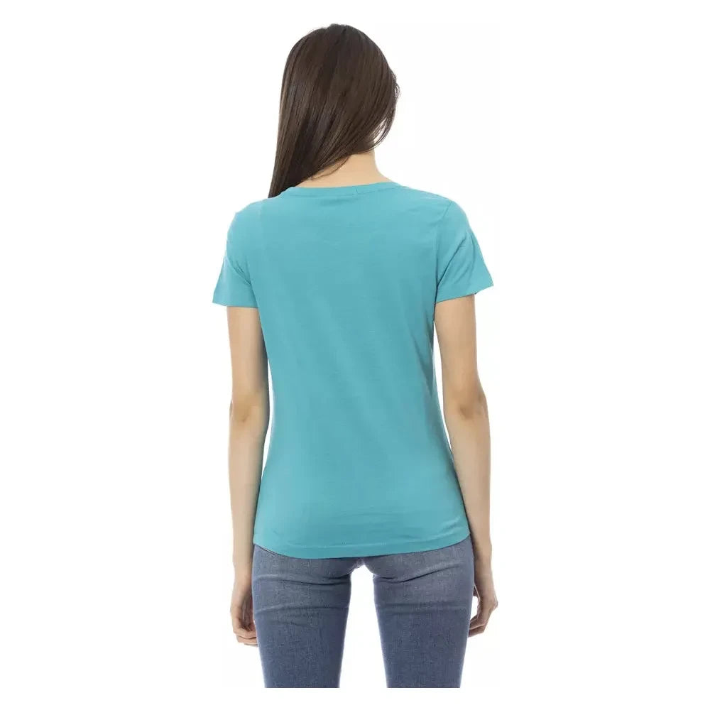 Trussardi Action Light Blue Cotton Women Top Trussardi Action