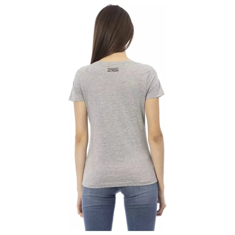 Trussardi Action Gray Cotton Women T-Shirt Trussardi Action