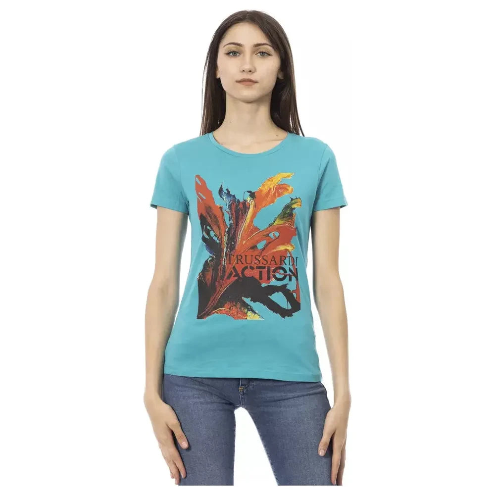 Trussardi Action Light Blue Cotton Women T-Shirt Trussardi Action