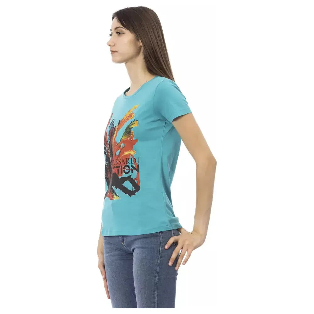 Trussardi Action Light Blue Cotton Women T-Shirt Trussardi Action